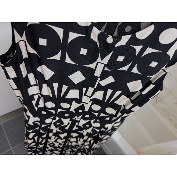 Akris Kaleidoscope Print Maxi Dress Pleated Black White Geometric Wool Silk 6 - Picture 10 of 16